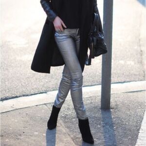 Frank & Eileen Sligo Italian Waxed Denim Jeans Size 29 Silver Metallic Dime